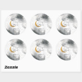 Dreamy Gray Over The Moon Boy Baby Shower Classic Round Sticker (Sheet)