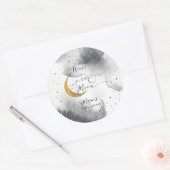 Dreamy Gray Over The Moon Boy Baby Shower Classic Round Sticker (Envelope)
