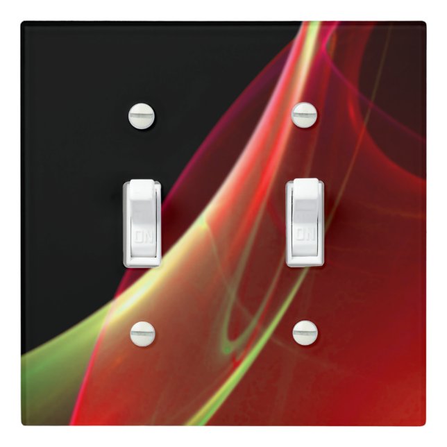 Dreamy Green and Red Techno Sweep Light Switch Cover (In Situ)
