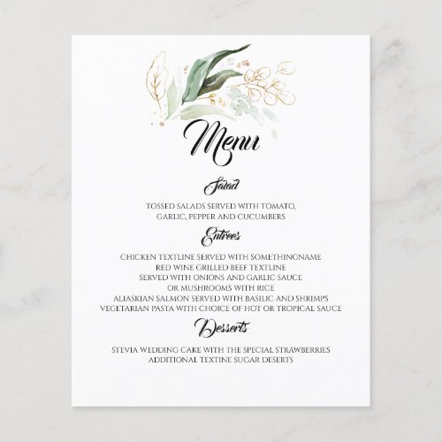 Dreamy Greenery and Eucalyptus Leaves Wedding Menu Flyer