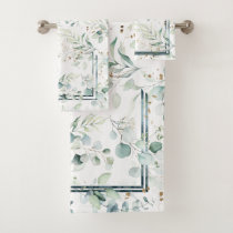 Dreamy Greenery Pattern Green/Blue ID817 Bath Towel Set