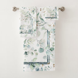Dreamy Greenery Pattern Green/Blue ID817 Bath Towel Set