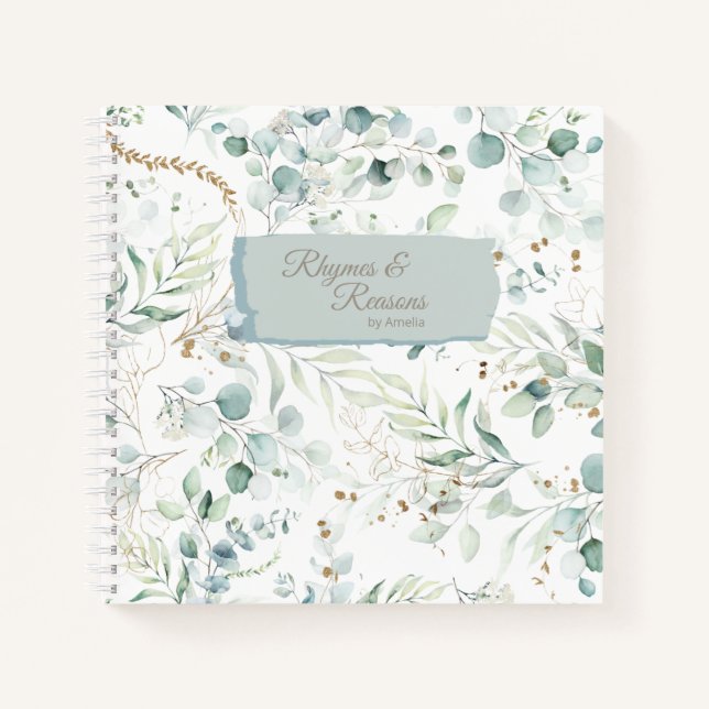 Dreamy Greenery Pattern Green/Blue ID817 Notebook (Front)