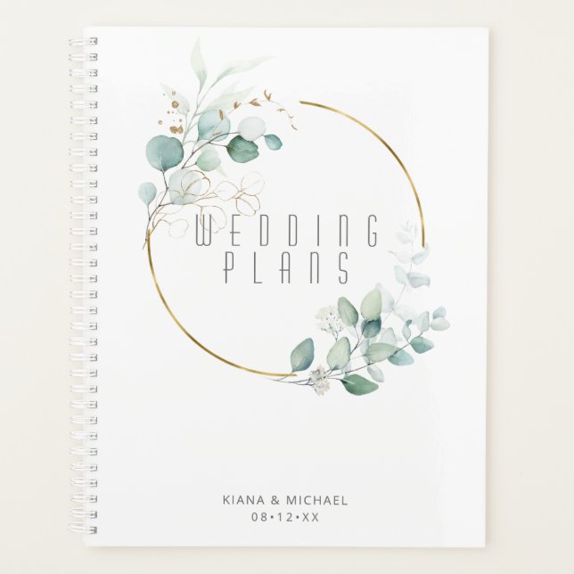 Dreamy Greenery Wedding Green/Blue ID817 Planner (Front)