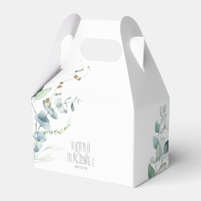 Dreamy Greenery Wedding Green/Blue V2 ID817 Favor Boxes (Front Side)