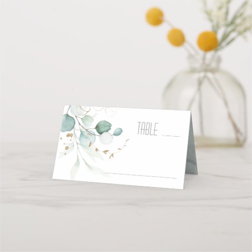 Dreamy Greenery Wedding Table GreenBlue ID817 Place Card