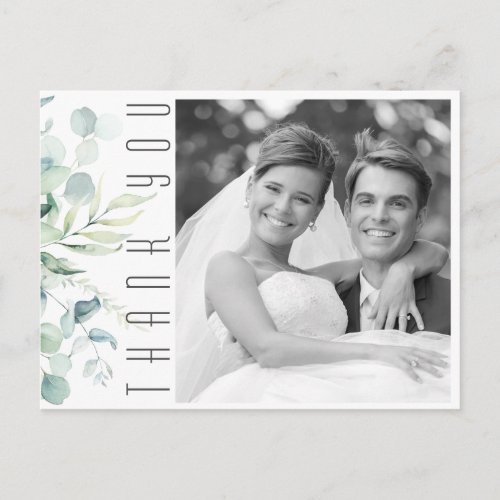 Dreamy Greenery Wedding Thank You GreenBlue ID817 Announcement Postcard