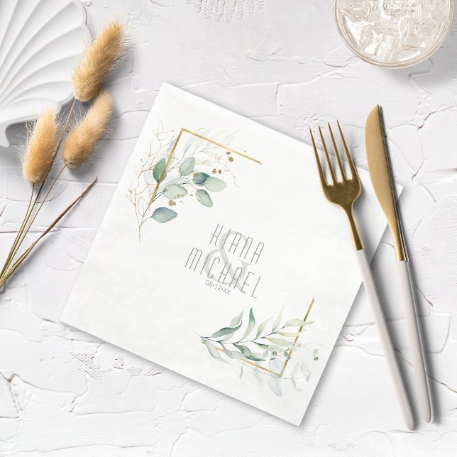 Dreamy Greenery Wedding V2 Green/Blue ID817 Napkins (Creator Uploaded)