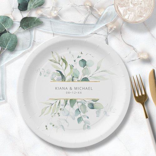 Dreamy Greenery Wedding V3 GreenBlue ID817 Paper Plates