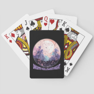 Dreamy Halloween Night – Pastel Purple Moon Poker Cards