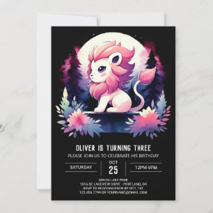 Dreamy Happy Lion Birthday Invitation