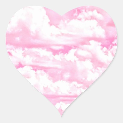 Dreamy Happy Pink Clouds Heart Sticker