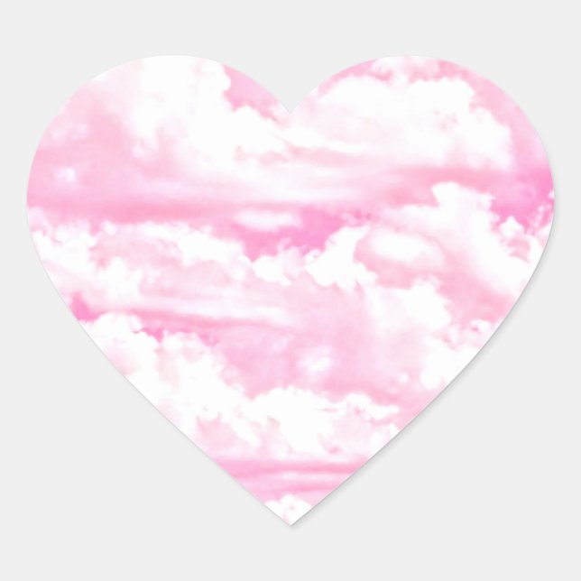 Dreamy Happy Pink Clouds Heart Sticker (Front)