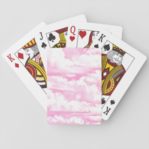 Dreamy Happy Pink Clouds Playing Cards