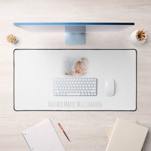 Dreamy Hazy Baby Pic and Name Desk Mat