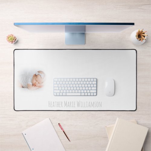 Dreamy Hazy Baby Pic and Name Desk Mat