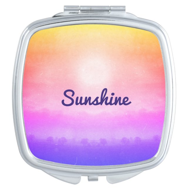 Dreamy hazy Sunshine over trees and fields Compact Mirror (Front)
