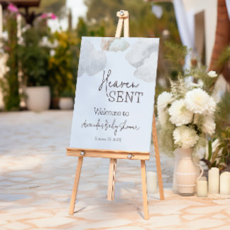 Dreamy Heaven Sent Blue Boy Baby Shower Foam Board