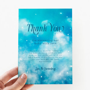 Dreamy Heaven Sent Boy Baby Shower Thank You Card
