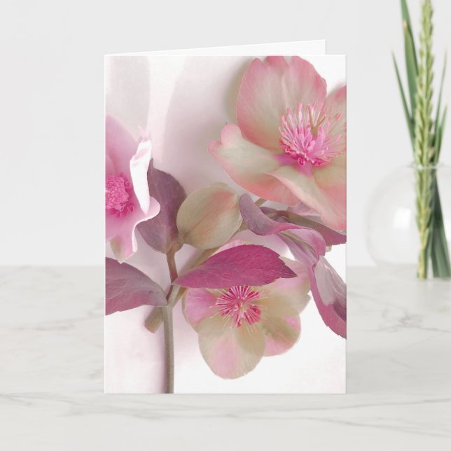 Dreamy Hellebores Paper Placemat Letterpress Thank You Card (Front)