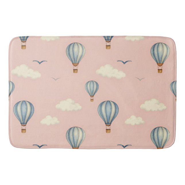 Dreamy Hot Air Balloon Sky Pattern Bath Mat (Front)