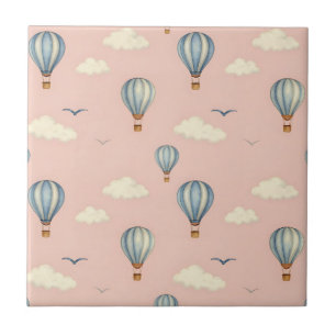 Dreamy Hot Air Balloon Sky Pattern Ceramic Tile