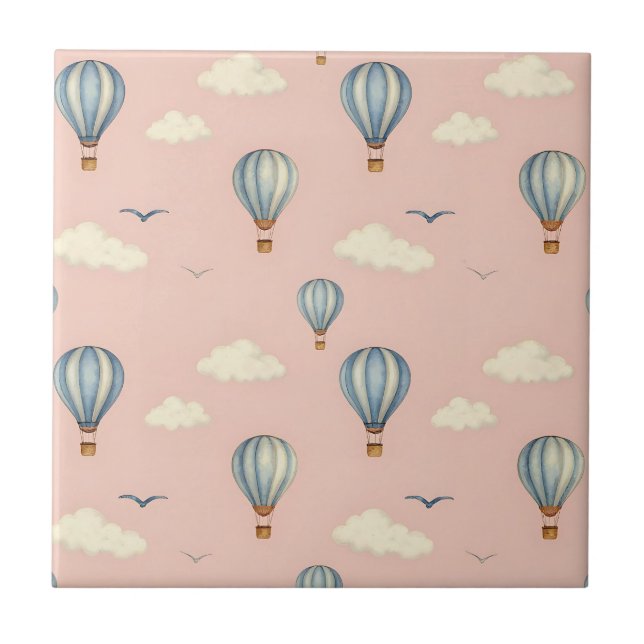 Dreamy Hot Air Balloon Sky Pattern Ceramic Tile (Front)
