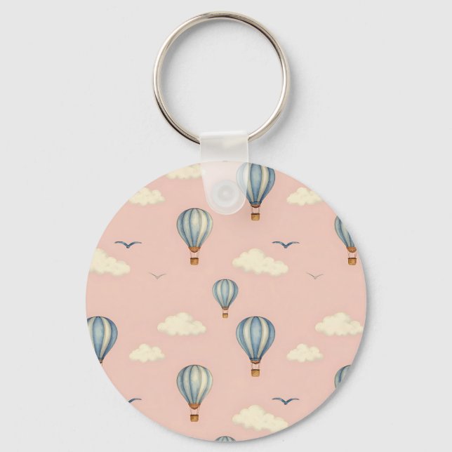 Dreamy Hot Air Balloon Sky Pattern Keychain (Front)