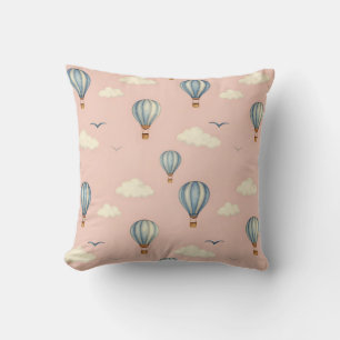 Dreamy Hot Air Balloon Sky Pattern Throw Pillow