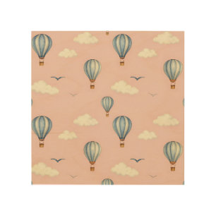 Dreamy Hot Air Balloon Sky Pattern Wood Wall Art