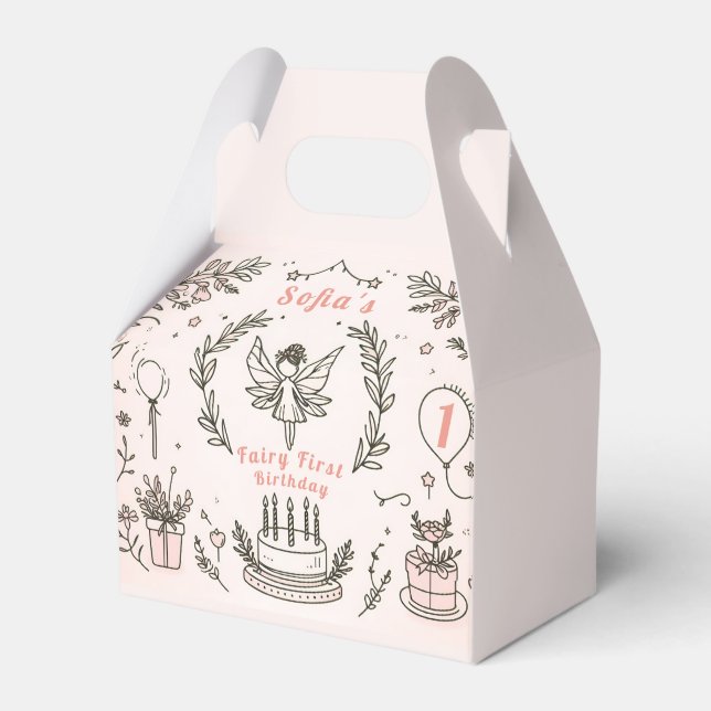 Dreamy Hues and Fairy Wishes: First Birthday Favor Boxes (Front Side)