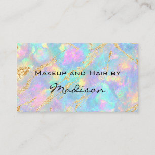Dreamy Iridescent Opal Marble Shimmering Gold Foil Business Card