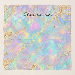 Dreamy Iridescent Opal Marble Shimmering Gold Foil Scarf
