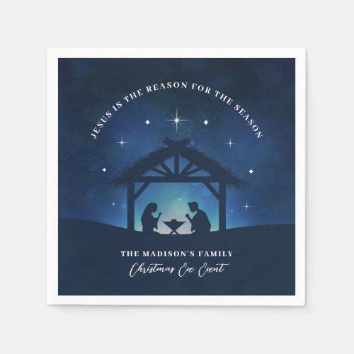 Dreamy Jesus is the Reason for the Season Nativity Napkins