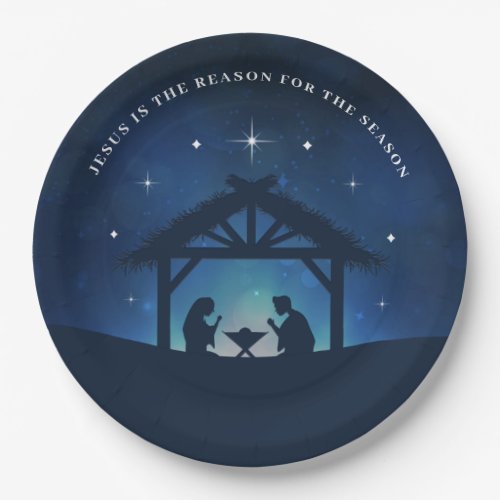 Dreamy Jesus is the Reason for the Season Nativity Paper Plates