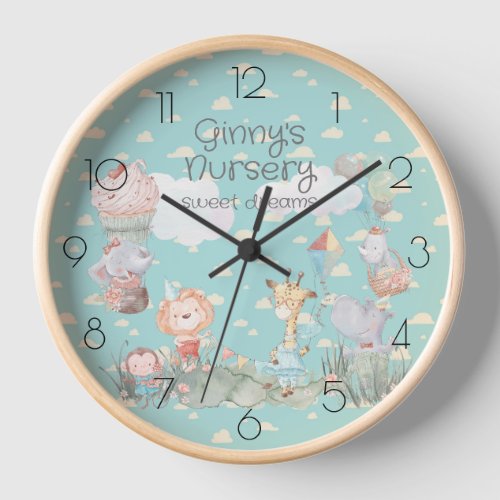 Dreamy Jungle Animals Fantasy Clock