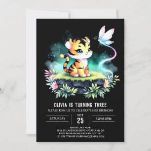 Dreamy Jungle Tiger Birthday  Invitation