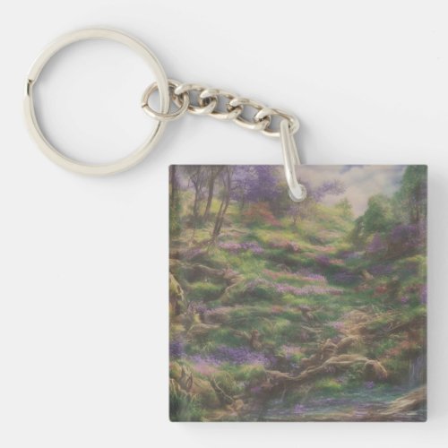 Dreamy Landscape Paint Nature Tree Dreamlike   Keychain