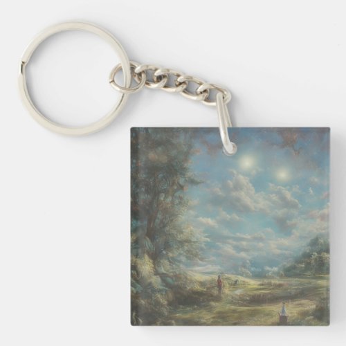 Dreamy Landscape Paint Nature Tree Dreamlike   Keychain