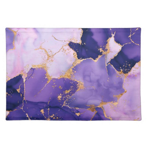 Dreamy Lavender alcohol inks and gold Cloth Placemat