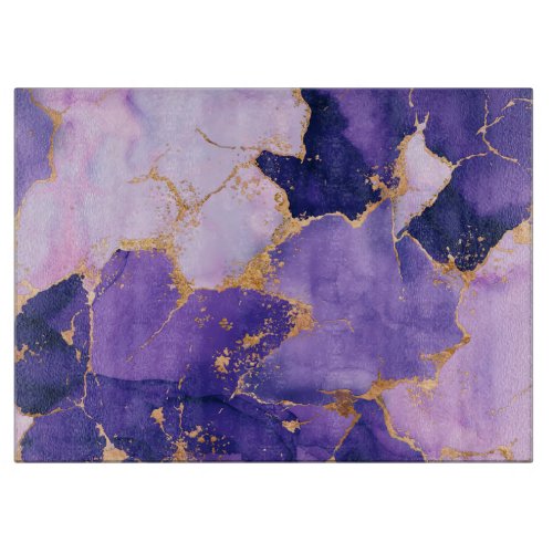 Dreamy Lavender alcohol inks and gold Cutting Board