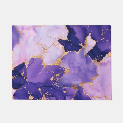Dreamy Lavender alcohol inks and gold Doormat
