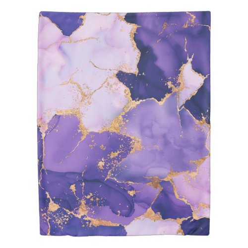Dreamy Lavender alcohol inks and gold Duvet Cover