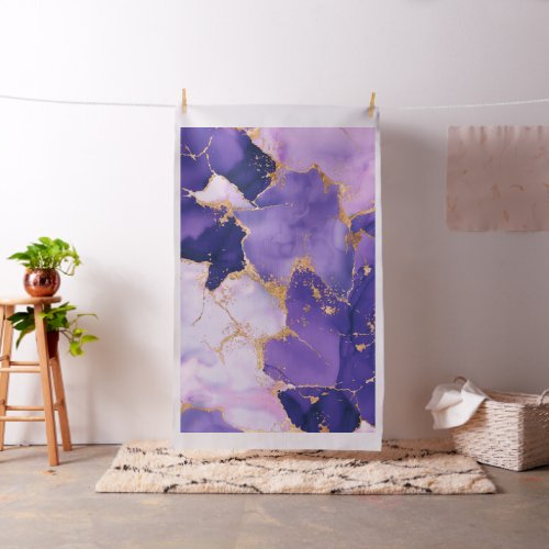 Dreamy Lavender alcohol inks and gold Fabric