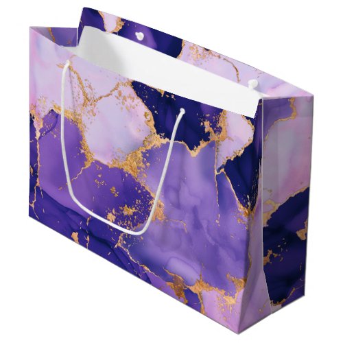 Dreamy Lavender alcohol inks and gold Large Gift Bag