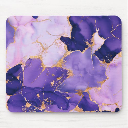 Dreamy Lavender alcohol inks and gold Mouse Pad