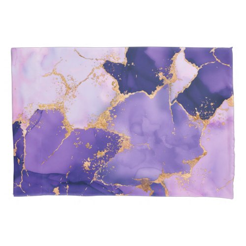 Dreamy Lavender alcohol inks and gold Pillow Case