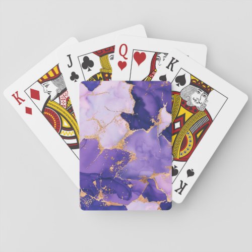Dreamy Lavender alcohol inks and gold Poker Cards
