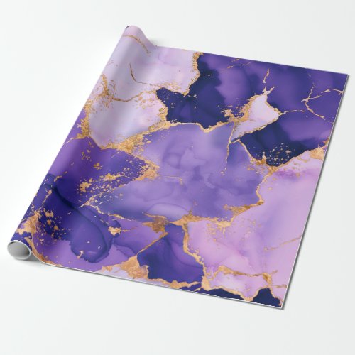 Dreamy Lavender alcohol inks and gold Wrapping Paper