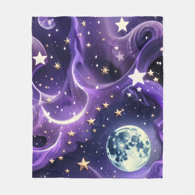 Dreamy Lavender Celestial Moon Blanket – Luxury Se (Front)